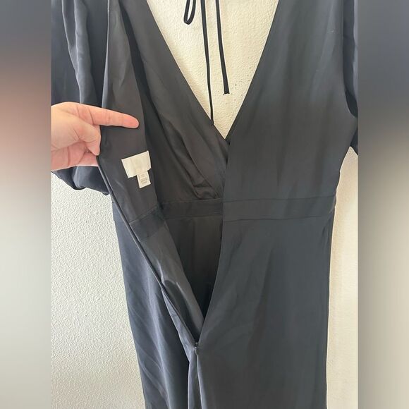 J Crew Felicity Drapey Matte Crepe Midi Cocktail Formal Dress Black Size 12 - Picture 10 of 10